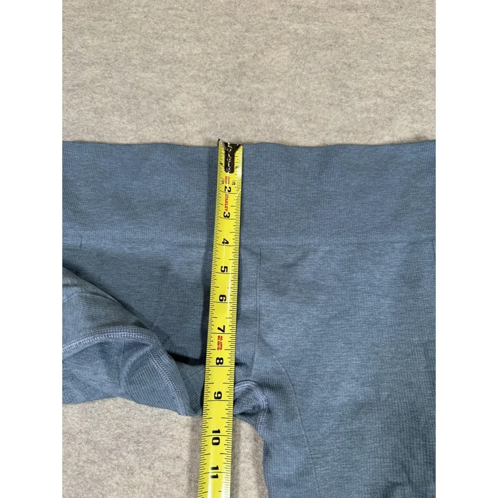 Lululemon Leggings Womens 8 Blue Capri High Rise Ruched Textured Yoga Athletic - Picture 11 of 15
